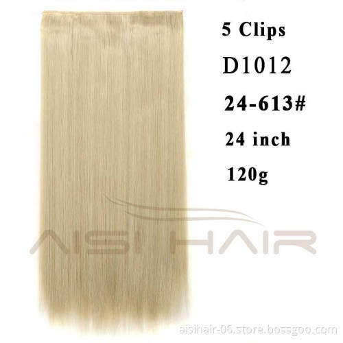 Aisi Hair Synthetic Long Straight Hair Pieces For Women 5 Clips in Hair Extension
